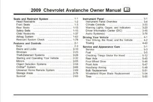 2009 chevrolet avalanche owner's manual