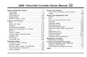 2009 chevrolet corvette owner's manual