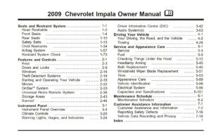 2009 chevrolet impala owner's manual