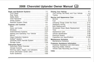 2009 chevrolet uplander owner's manual