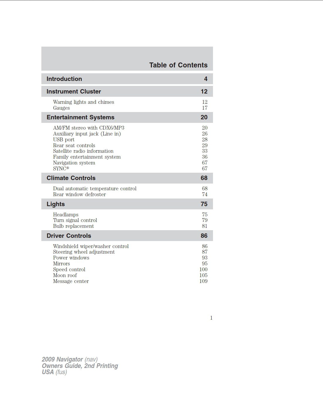 2009 lincoln navigator owner's manual