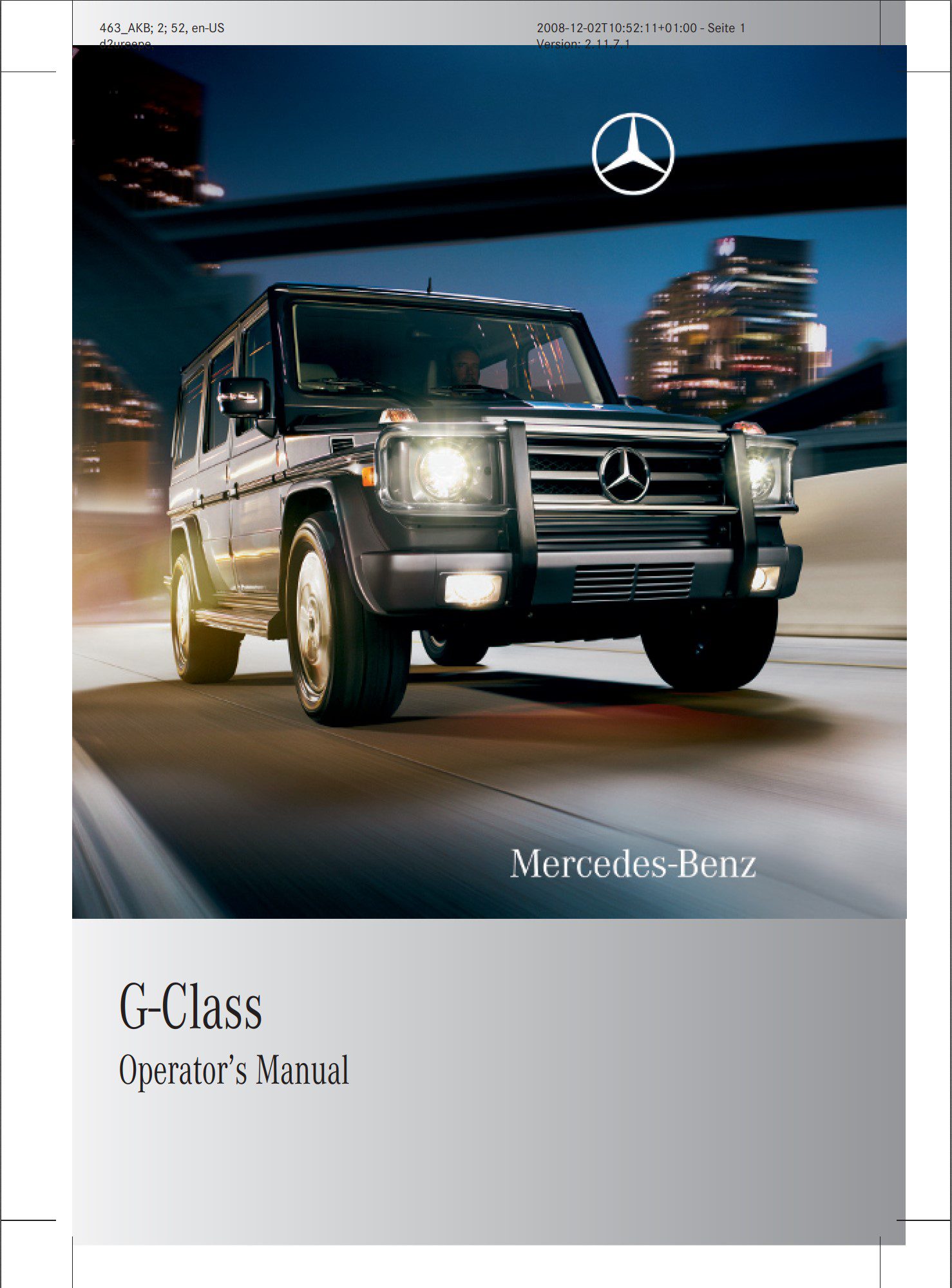 2009 mercedes benz g class owner's manual