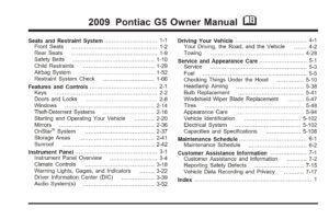 2009 pontiac g5 owner's manual