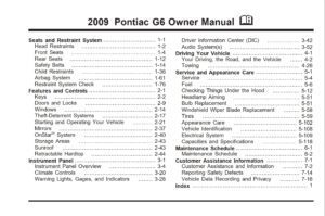 2009 pontiac g6 owner's manual