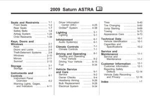 2009 saturn astra owner's manual