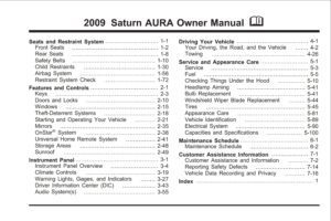 2009 saturn aura owner's manual