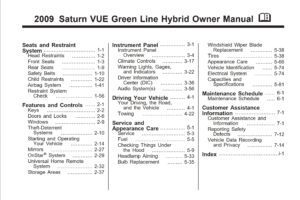 2009 saturn vue hybrid owner's manual