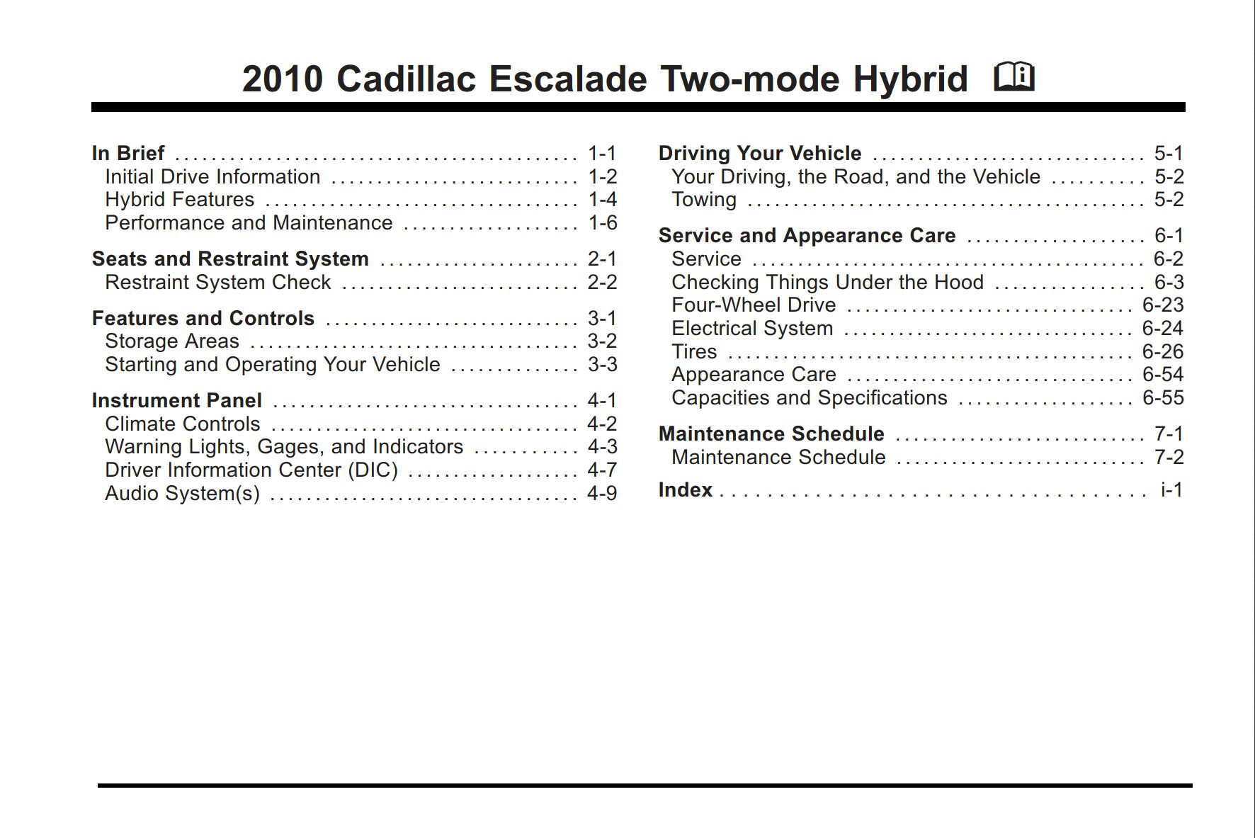 2010 cadillac escalade two mode hybrid owner manual