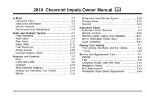 2010 chevrolet impala owner manual