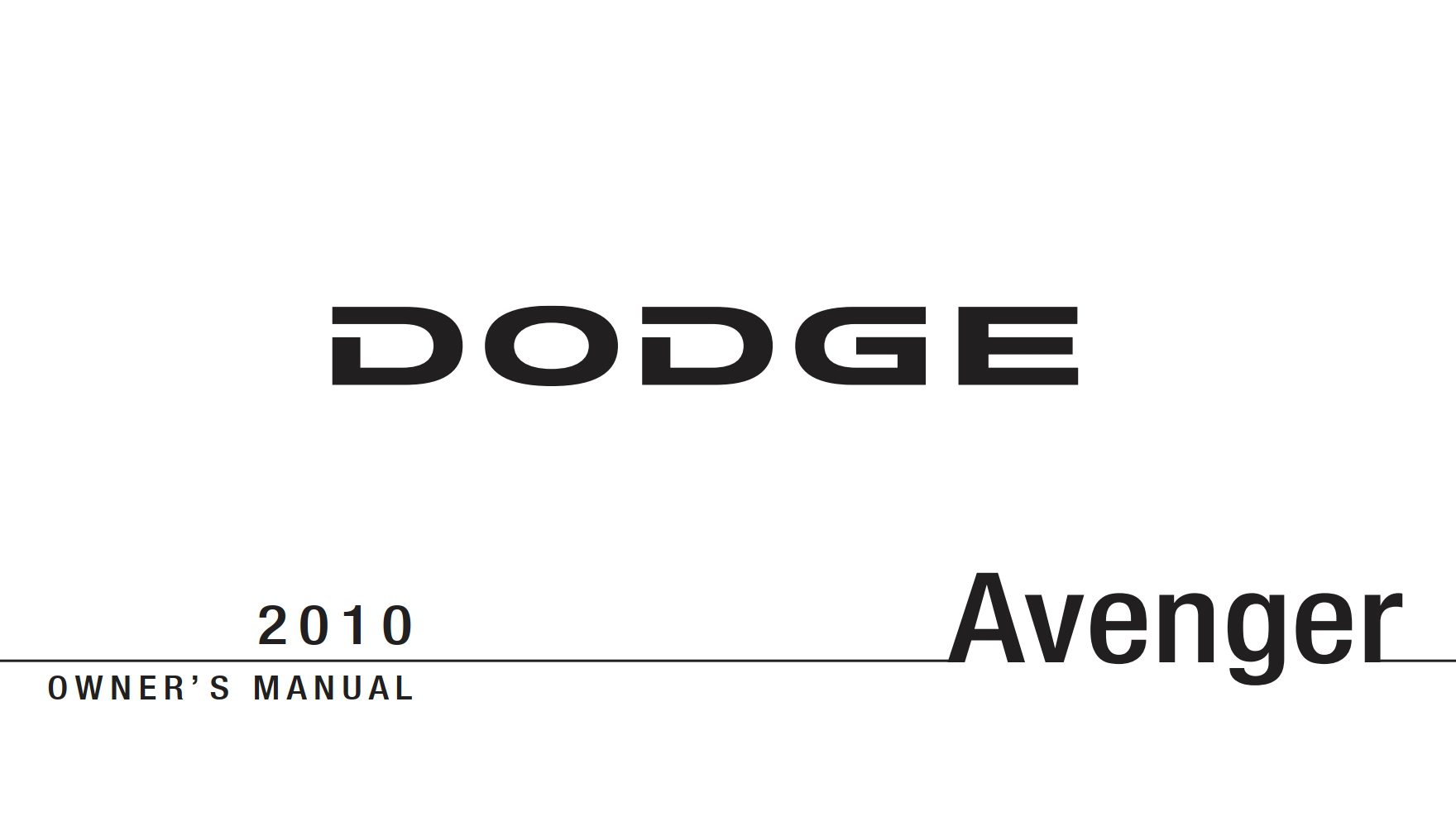 2010 dodge avenger owner manual