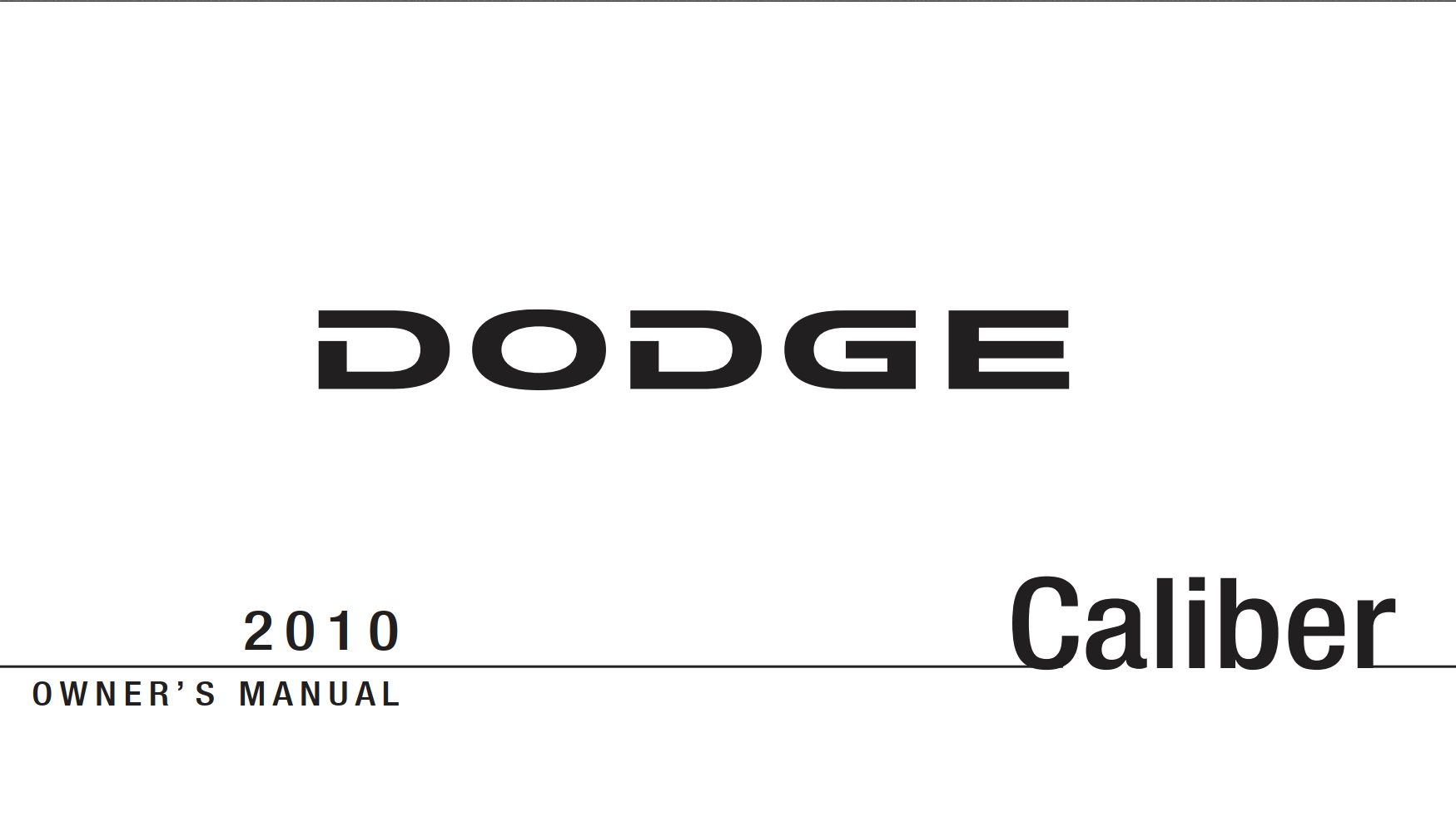 2010 dodge caliber owner manual