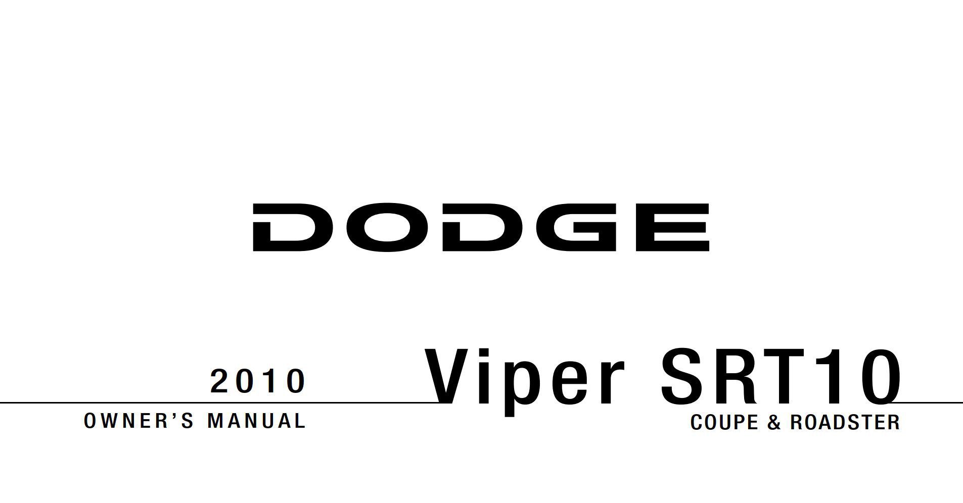 2010 dodge viper owner's manual