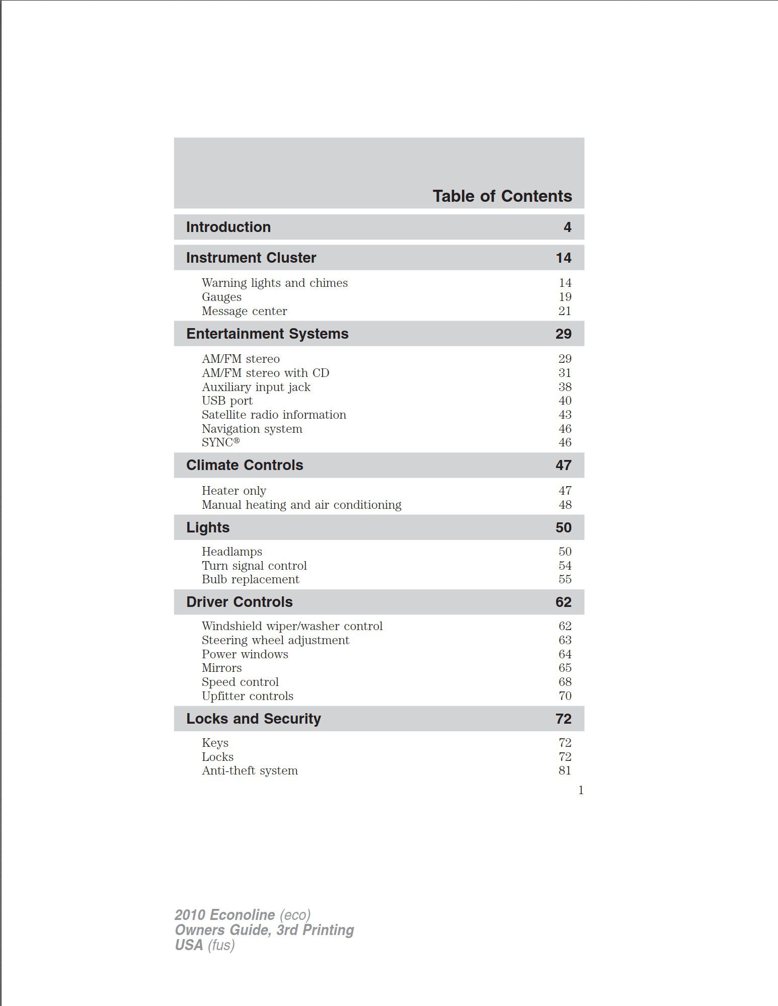 2010 ford e350 owner's manual