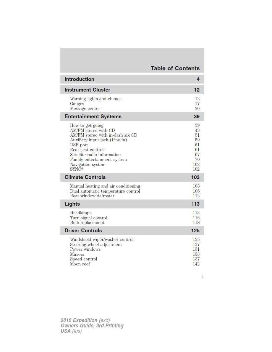 2010 ford expedition owner's manual