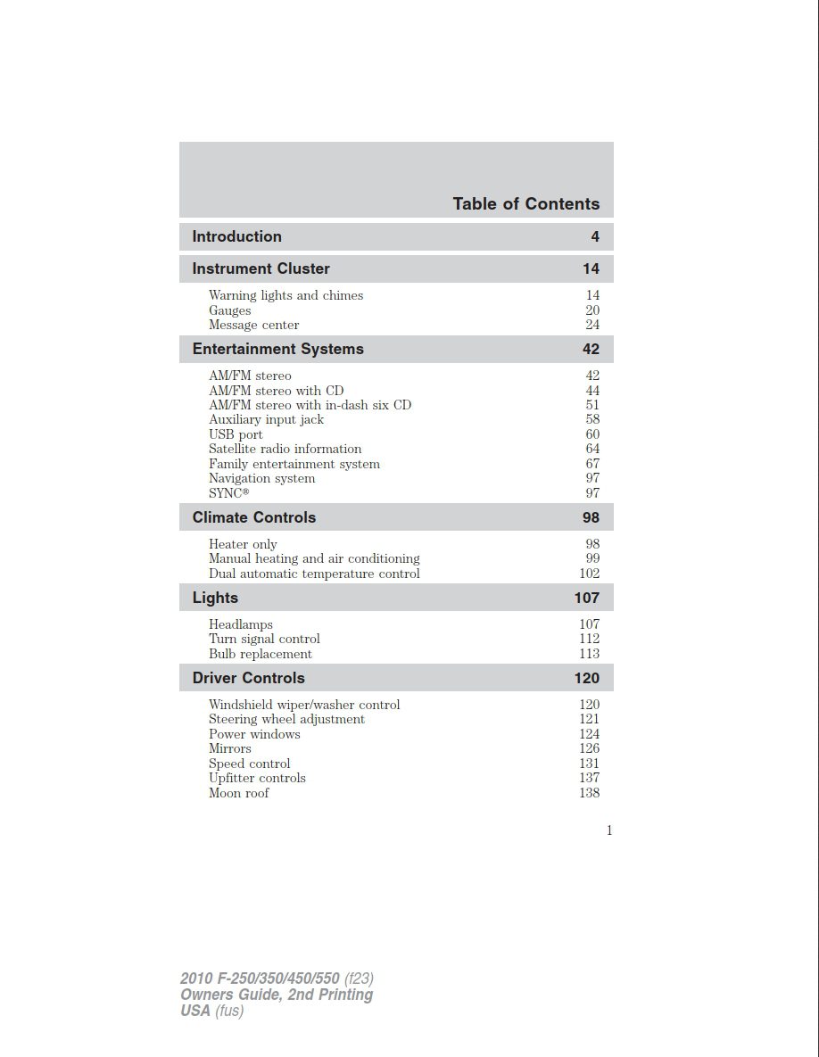 2010 ford f250 super duty owner's manual