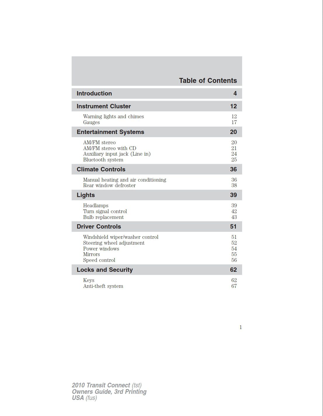 2010 ford transit connect owner's manual