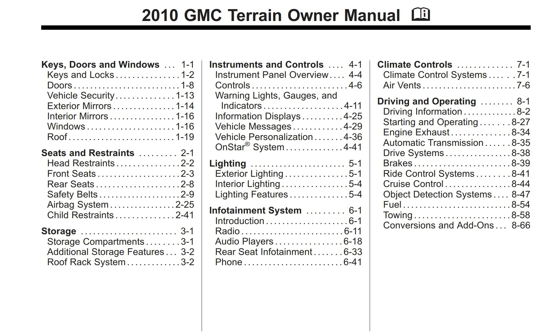 2010 gmc terrain owner manual