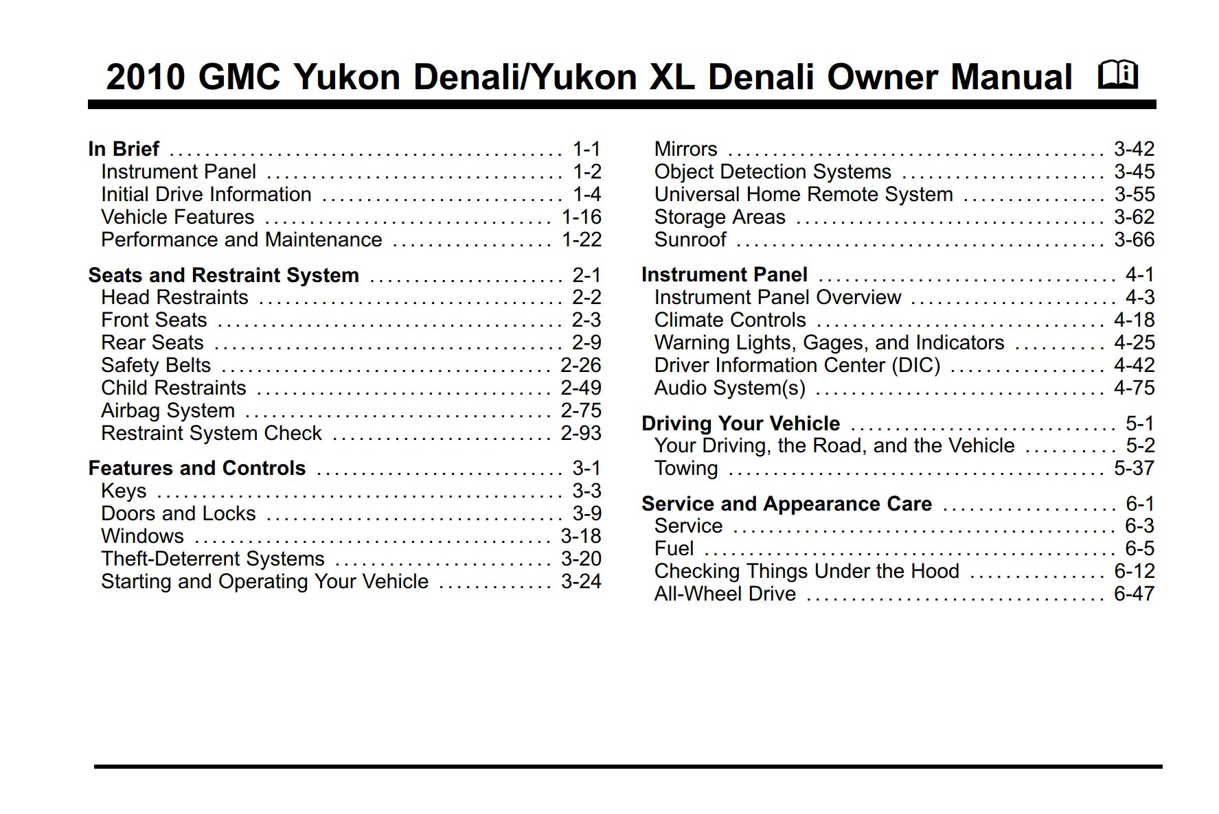 2010 gmc yukon denali yukon xl denali owner manual