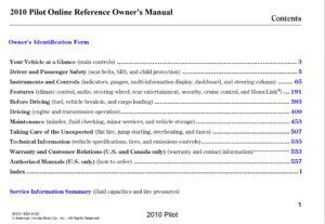 2010 honda pilot owner's manual