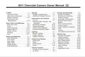 2011 chevrolet camaro owner's manual