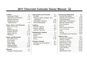 2011 chevrolet colorado owner's manual