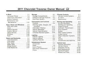 2011 chevrolet traverse owner's manual