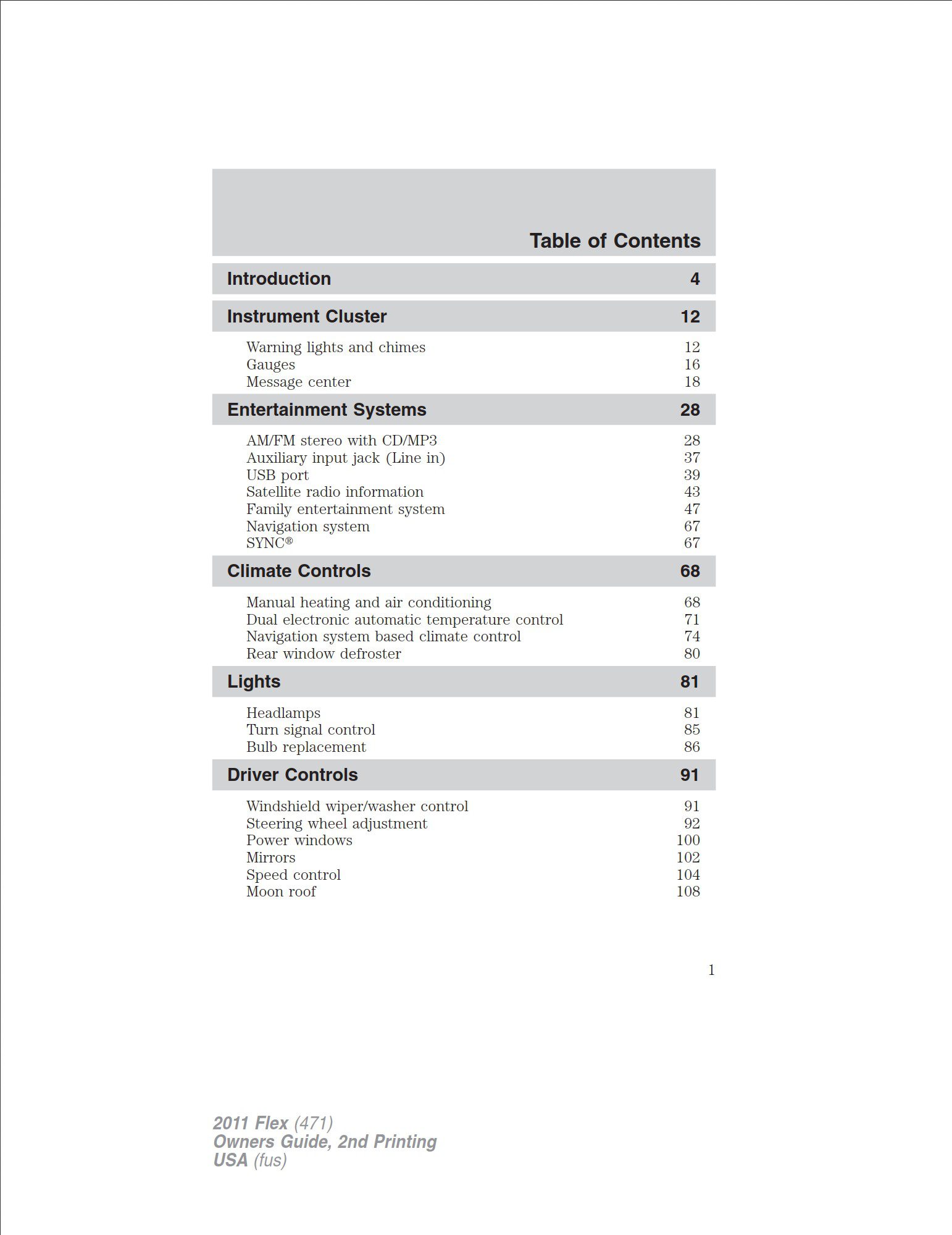 2011 ford flex owner's manual