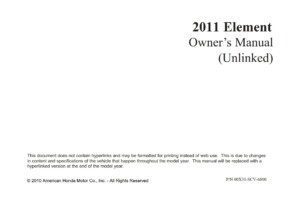 2011 honda element owner's manual