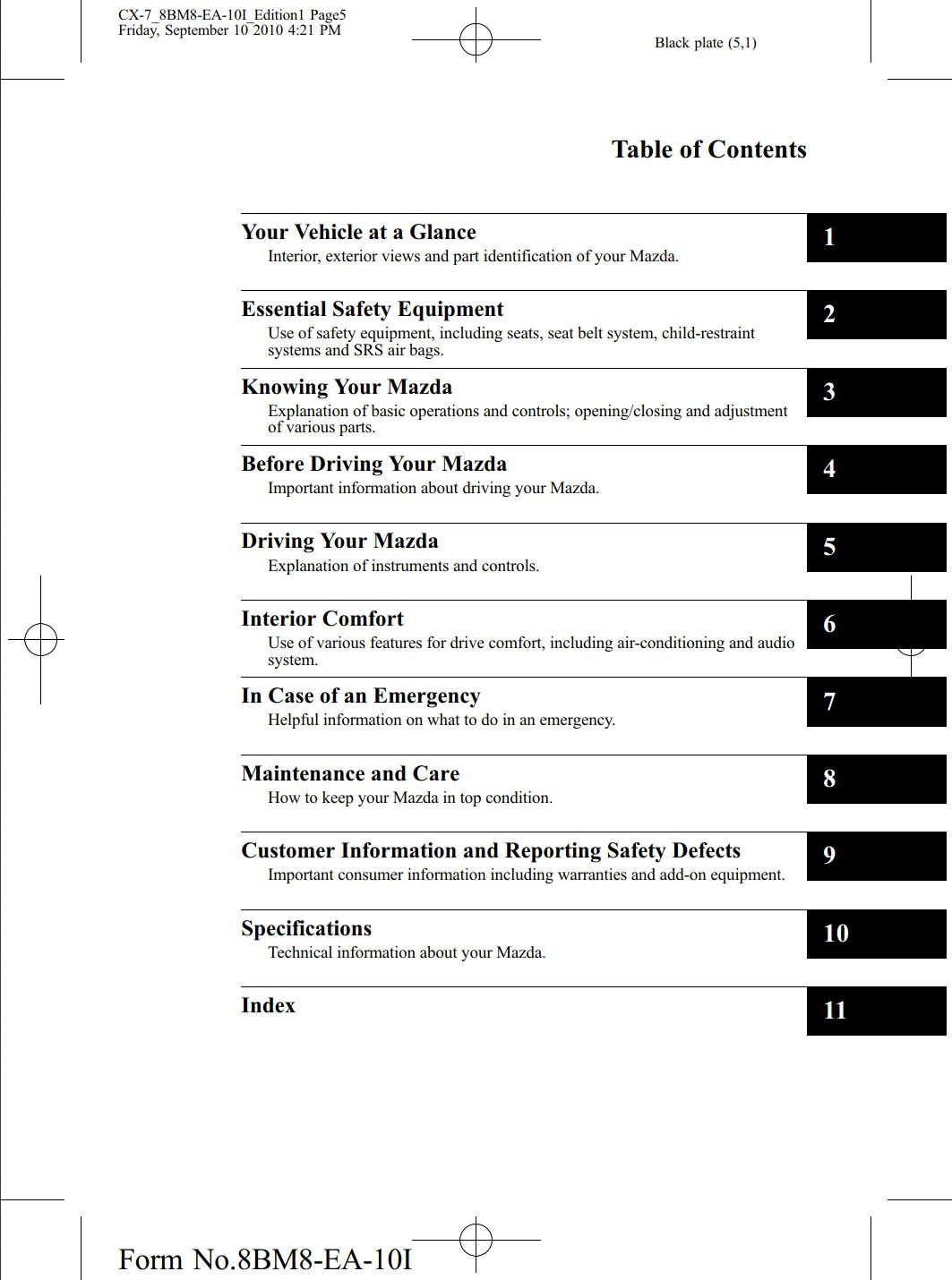 2011 mazda cx7 owner's manual