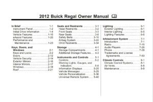 2012 buick regal owner's manual