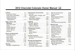 2012 chevrolet colorado owner's manual