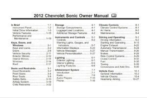 2012 chevrolet sonic owner's manual