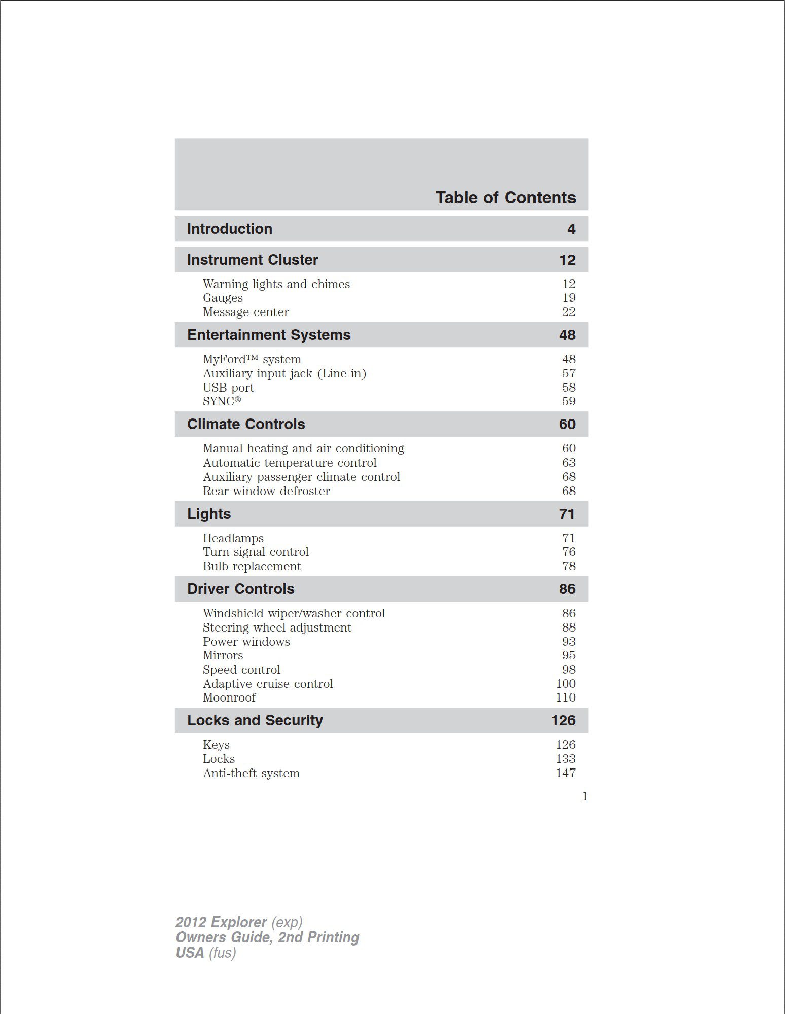 2012 ford explorer owner's manual