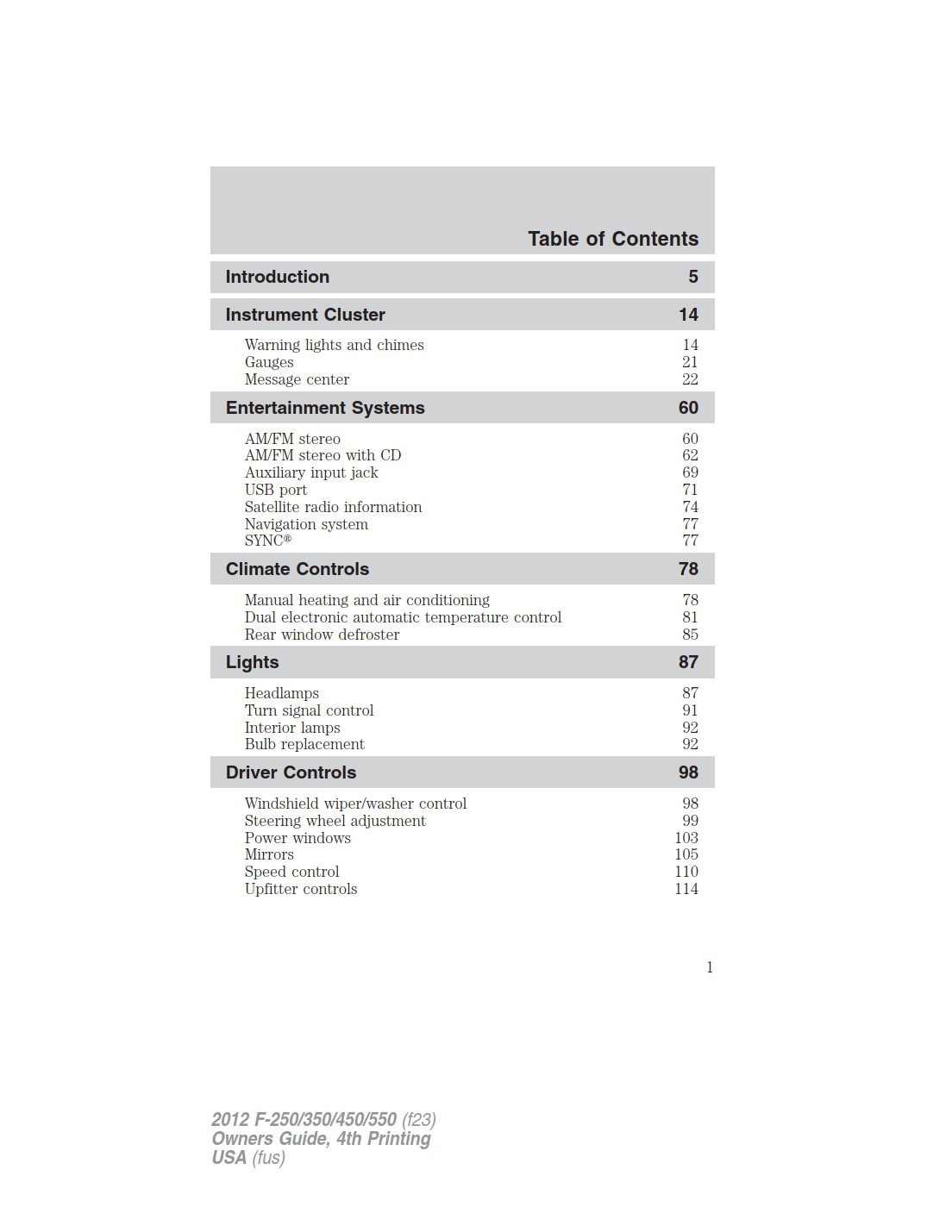 2012 ford f550 owner's manual