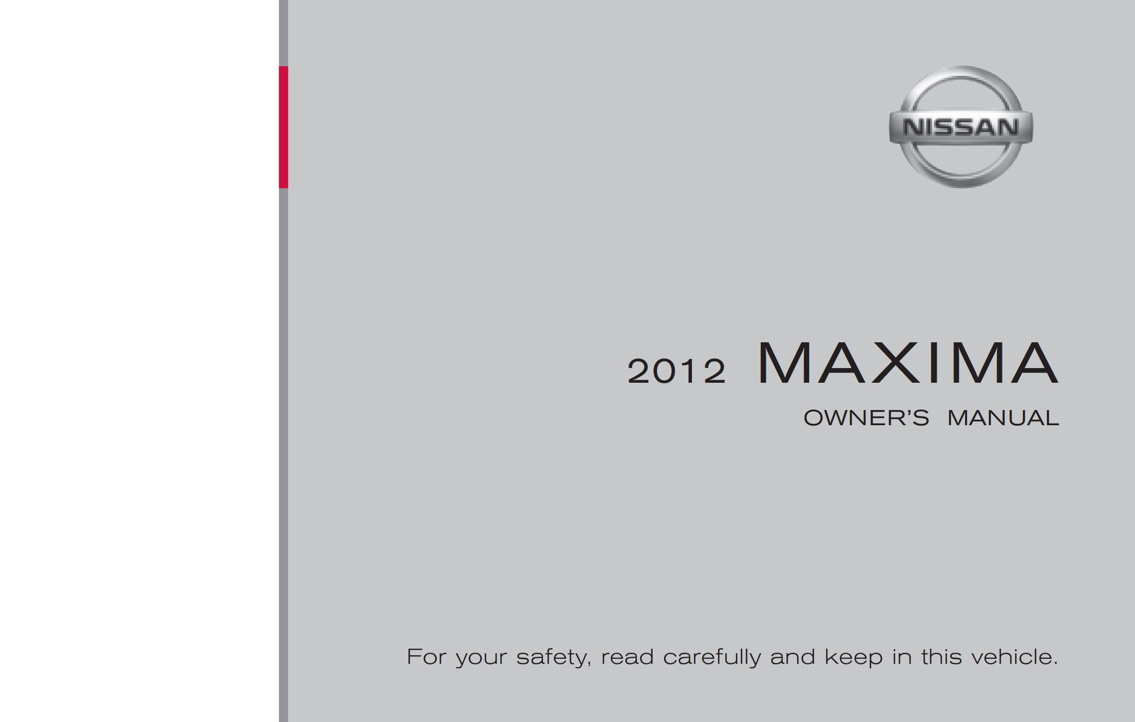 2012 nissan maxima owner's manual