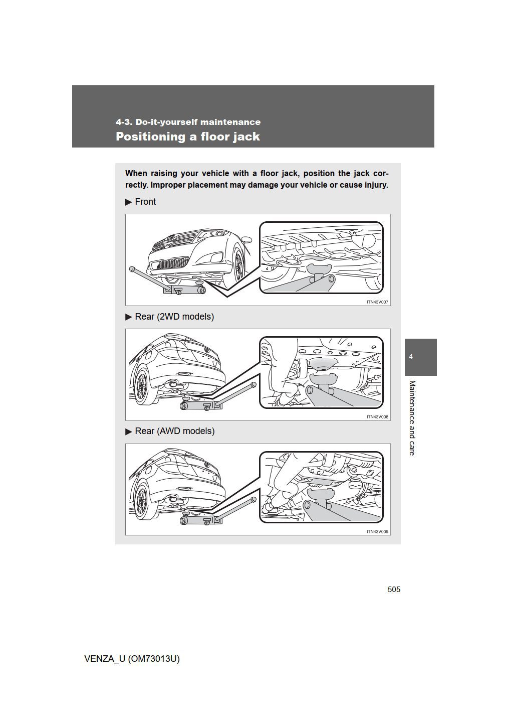 2012 toyota venza owner's manual