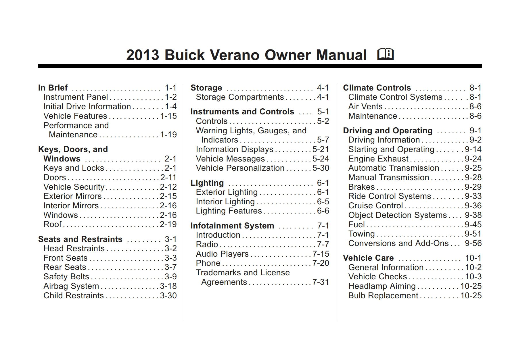 2013 buick verano owner's manual