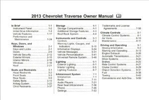 2013 chevrolet traverse owner's manual