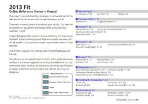 2013 honda fit owner's manual