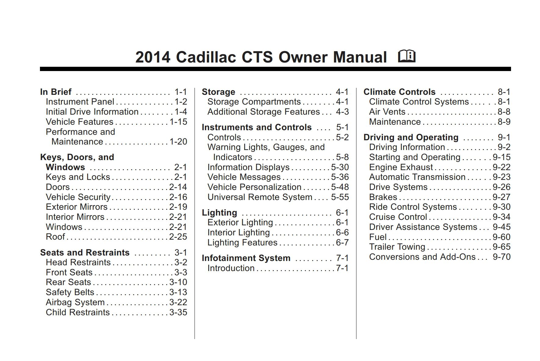 2014 cadillac cts owner manual