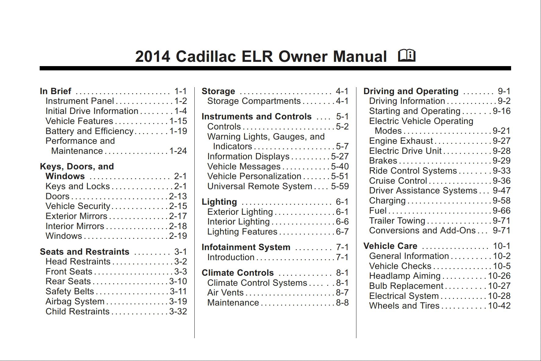 2014 cadillac elr owner manual