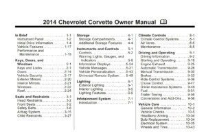 2014 chevrolet corvette owner's manual