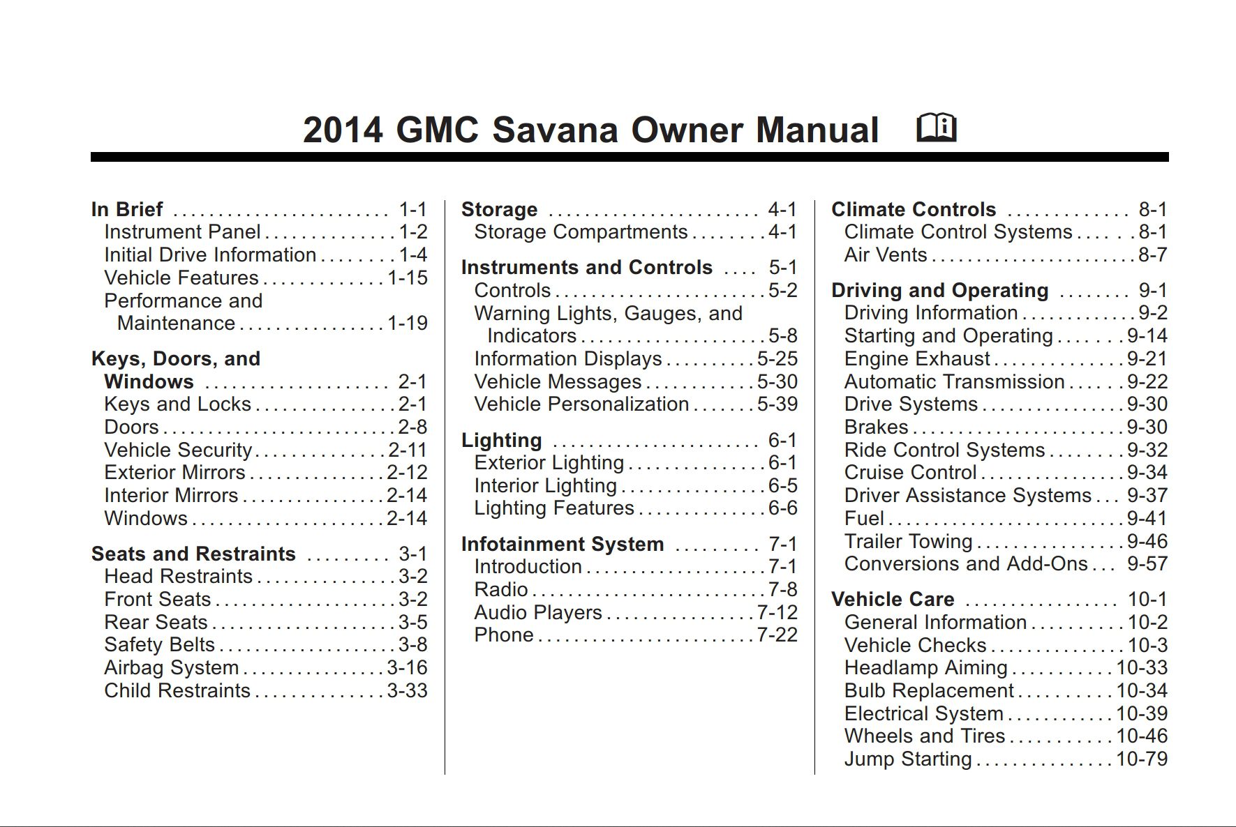 2014 gmc savana owner manual