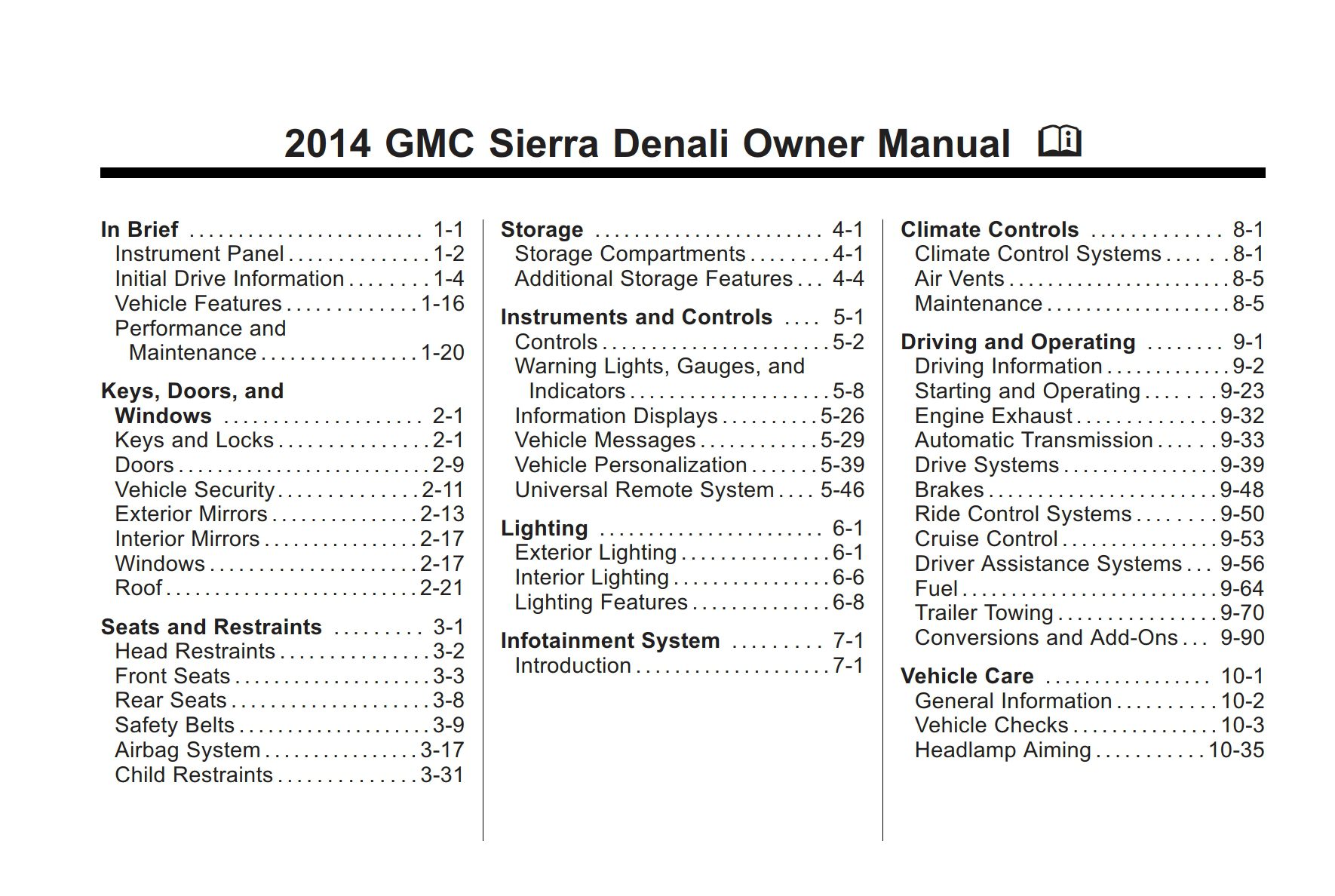 2014 gmc sierra denali owner manual