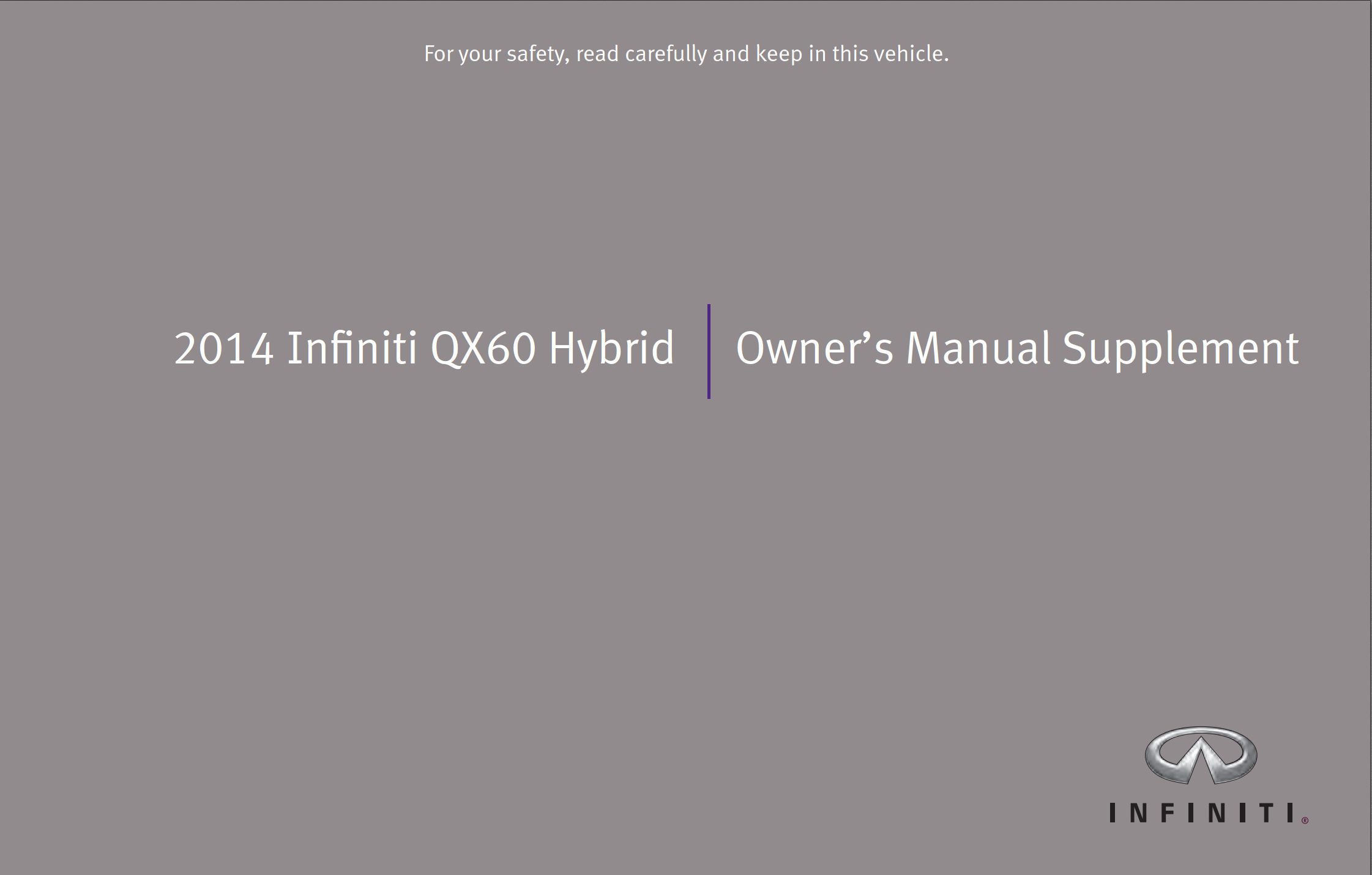 2014 infiniti qx60 hybrid owner's manual