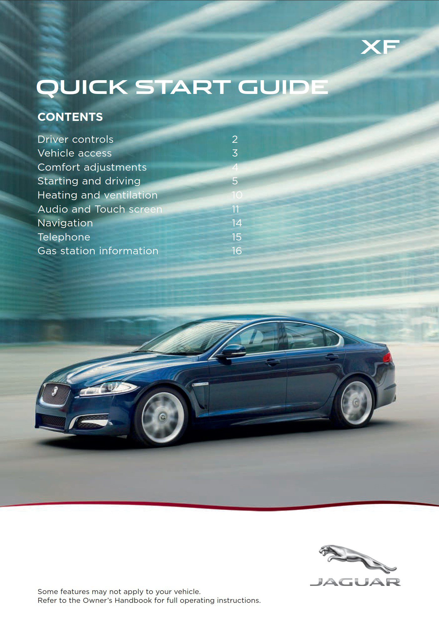 2014 jaguar xf owner's manual