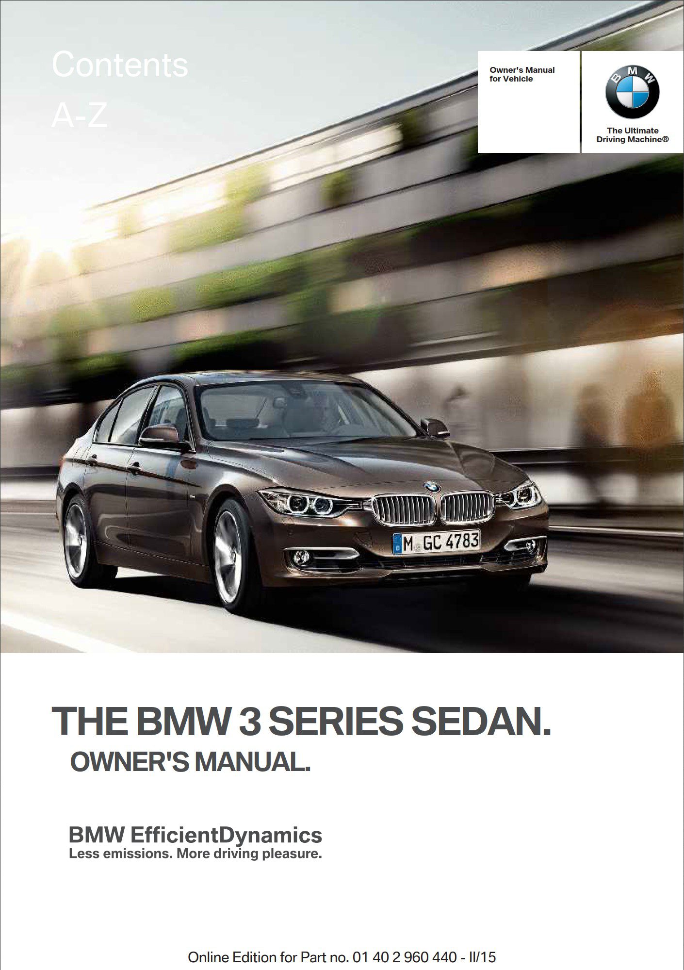 2015 bmw 3 series owner's manual