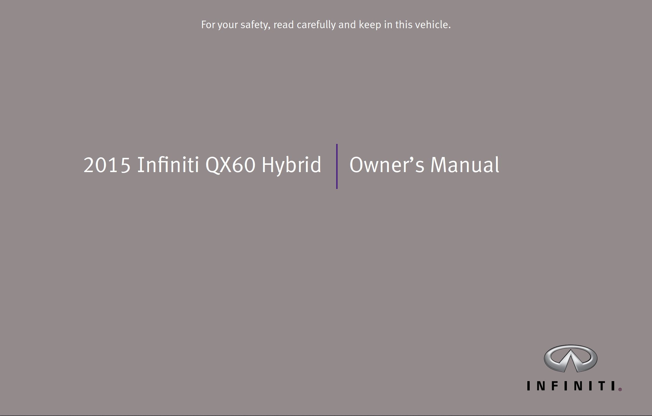 2015 infiniti qx60 hybrid owner's manual