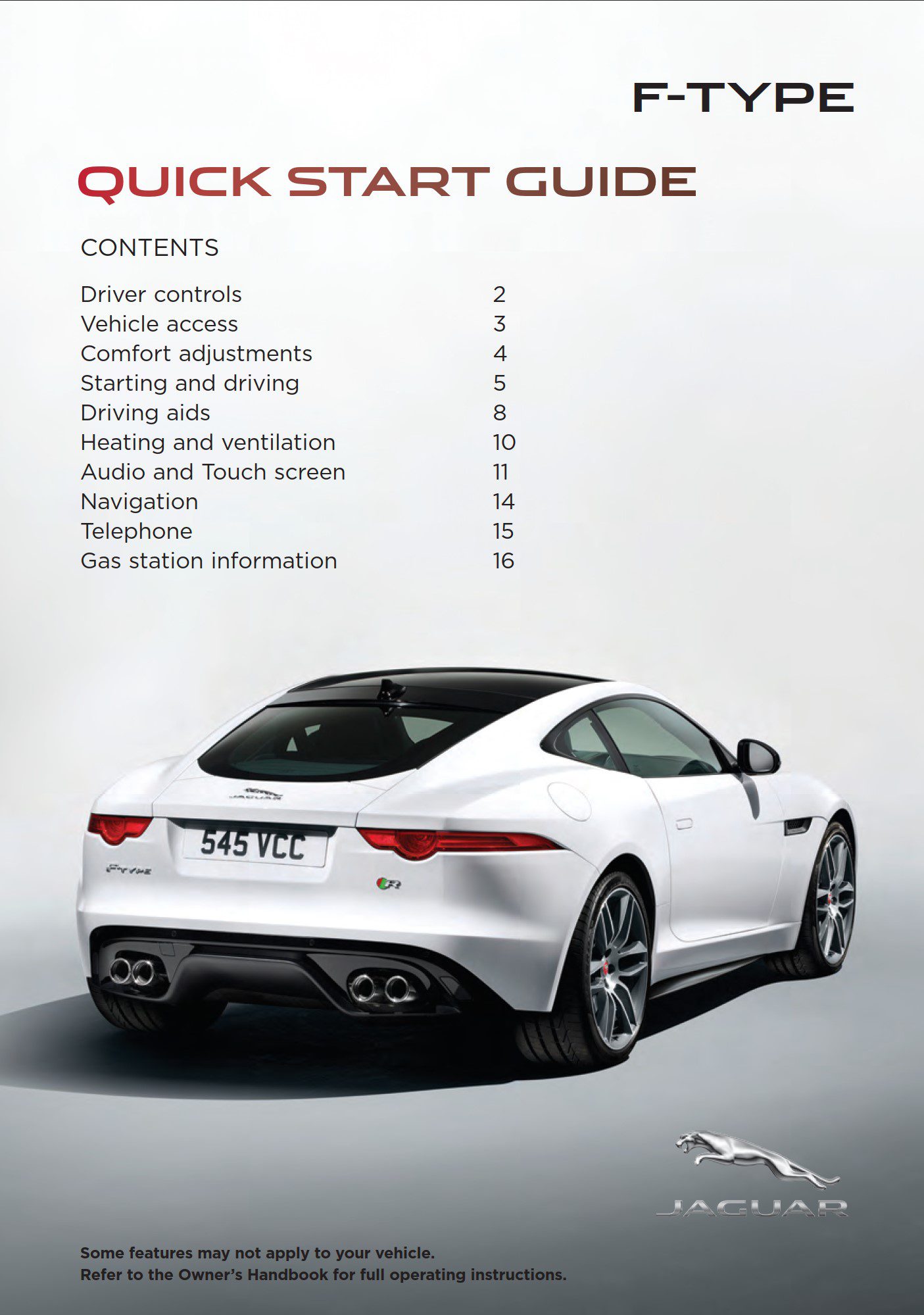 2015 jaguar f type owner's manual