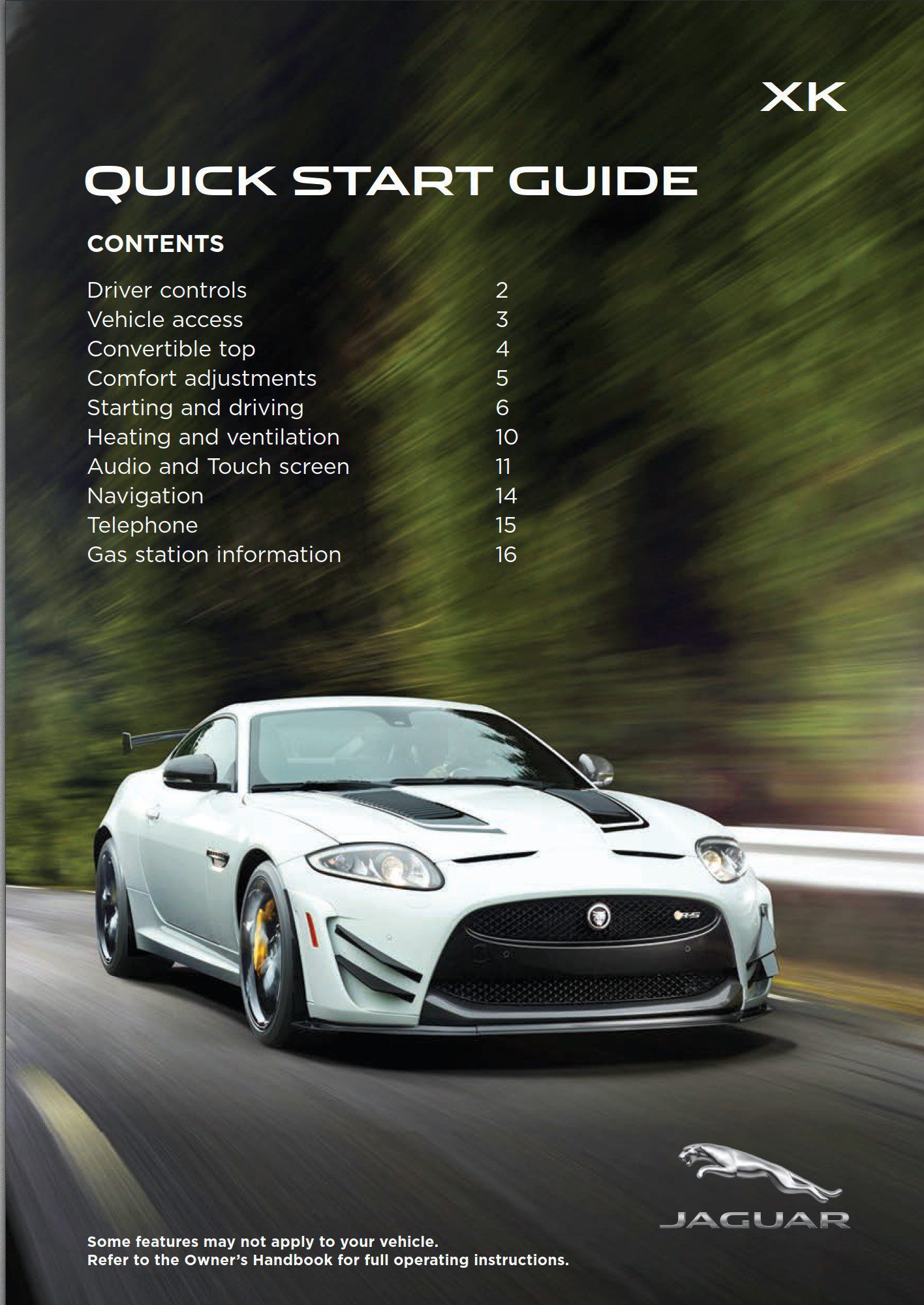 2015 jaguar xk owner's manual